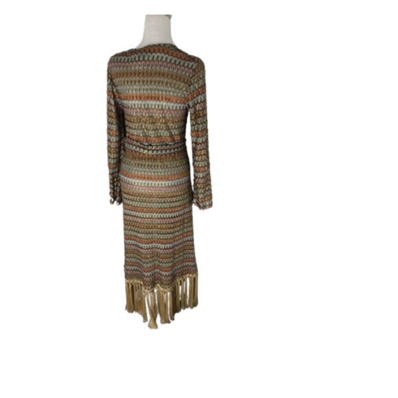 Alexis Geniste Fringe Kimono Maxi Dress Belted Sz XS - Picture 4 of 10